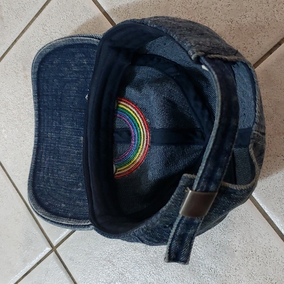 Spencer's F*ck You Rainbow Blue Denim Dad Hat Cap Strap Back Adjustable - Picture 9 of 9